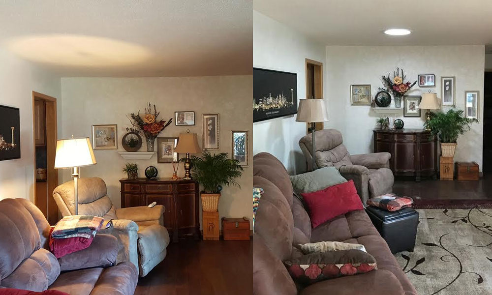 Living Room Sun Tunnel Before And After