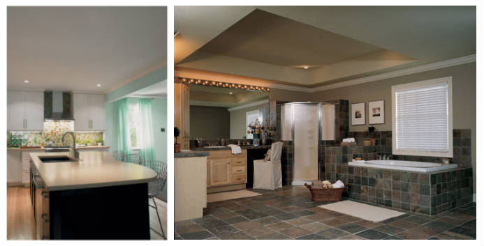 Flat ceiling kitchen and bathroom
